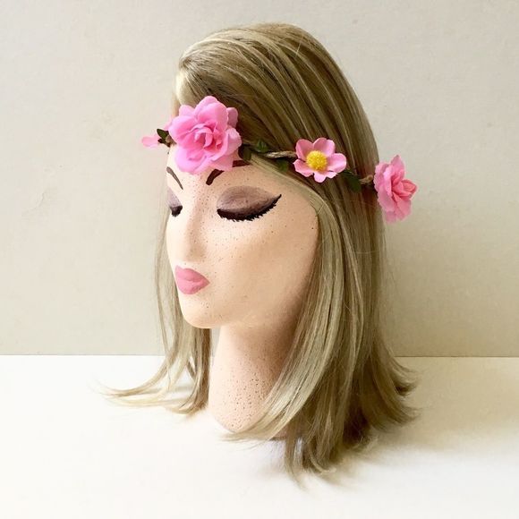 Floral Crown, Twine & Silk Floral on Twisted Wire - Picture 2 of 4